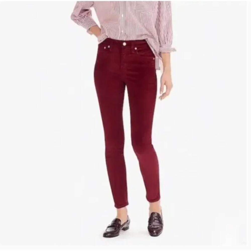J. Crew 9" High Rise Toothpick Jeans in Burgundy Velvet Size 26